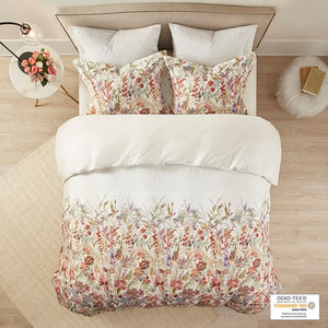 English Elm King/Cal King/Cal Mariana 3 Piece Cotton Printed Duvet Cover Set - Watercolor Floral, OEKO-TEX, Button Closure, Machine Washable B03597346