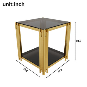 English Elm Modern Glam Rectangular Coffee Table with Mirrored Top Gold Sculptural Frame Open Shelf Black N735P380101B