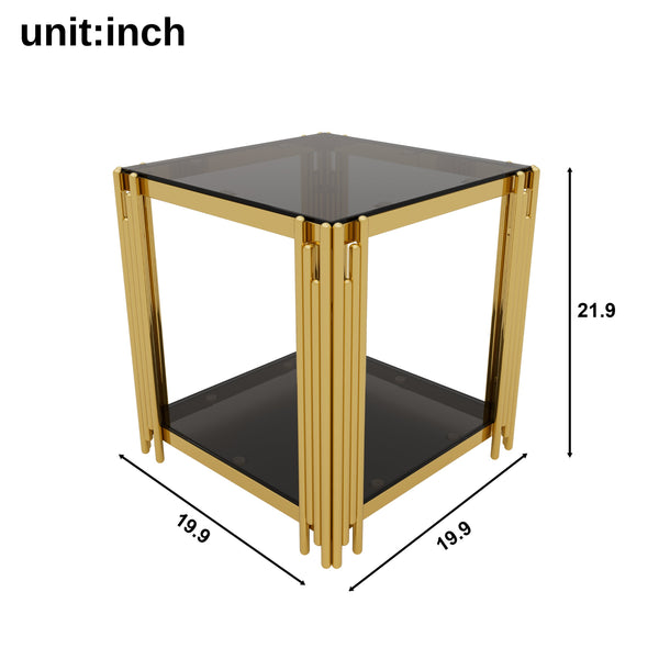 English Elm Modern Glam Rectangular Coffee Table with Mirrored Top Gold Sculptural Frame Open Shelf Black N735P380101B