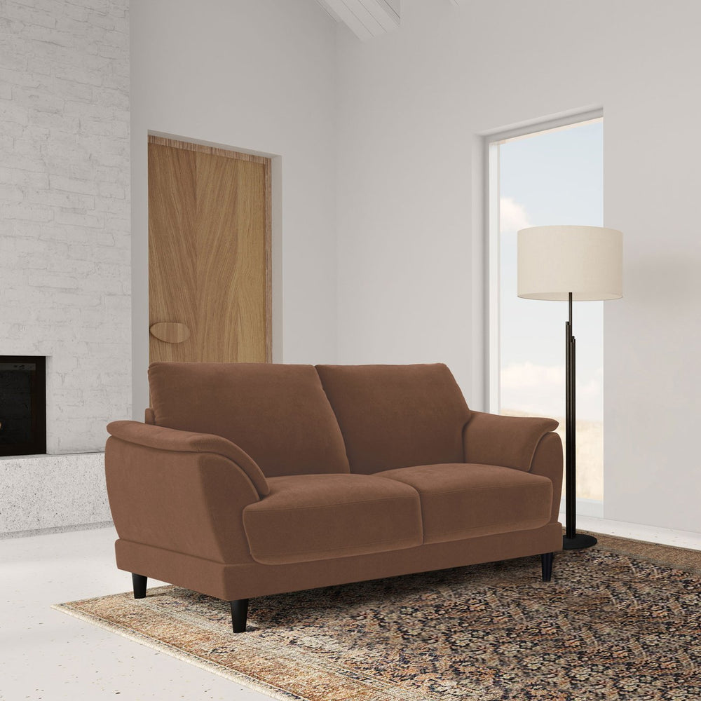 English Elm Dania Tufted Crescent Arm Loveseat Woven Upholstery Retro Mid-century Sitting Room B062P451739