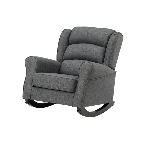 English Elm Fabien Gray Fabric Rocking Chair with Pocket Coil Seat, Solid Wood Frame, Cozy Foam Comfort B2726P291559