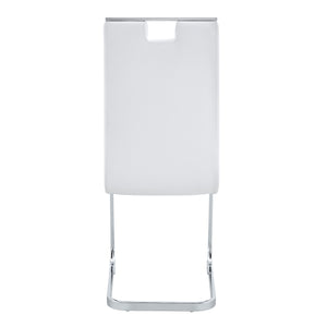 English Elm Set of 2 Gloss Pu Bow-back Dining Chairs with Ergonomic Curved Support for Modern Lofts White W1512P491841