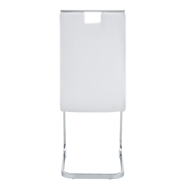 English Elm Set of 2 Gloss Pu Bow-back Dining Chairs with Ergonomic Curved Support for Modern Lofts White W1512P491841