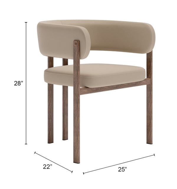 Ruge Dining Chair Set of 2 - Stylish Beige Vinyl, Modern Design for Elegant Dining & Lounge Spaces