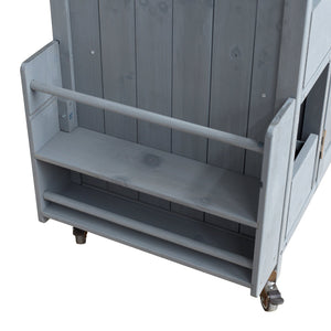 English Elm 54.33" Farmhouse Outdoor Kitchen Cart Solid Fir Frame Steel Top Storage Bbq Prep N767P379702C