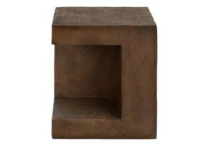 English Elm Accent Table Square Concrete-look Walnut Finish Open Shelf Modern Indoor Outdoor Side B2710P461690
