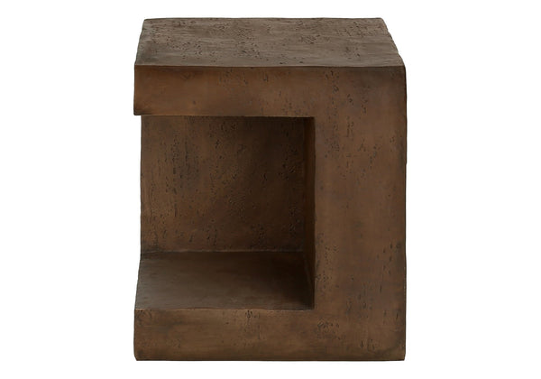 English Elm Accent Table Square Concrete-look Walnut Finish Open Shelf Modern Indoor Outdoor Side B2710P461690