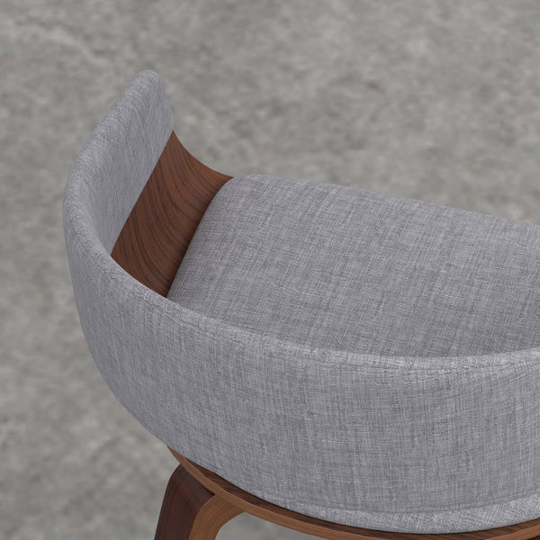 English Elm Ridley Bentwood Dining Chair Light Grey Linen-Look Upholstered Mid-Century Modern Curved Comfort B2732P253620