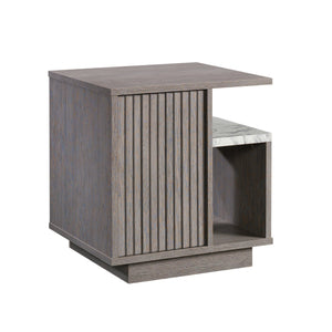 English Elm Night Stand - Stylish Brown Finish With Marble Accents, Compact Design, And Versatile Storage Solutions B356P367912