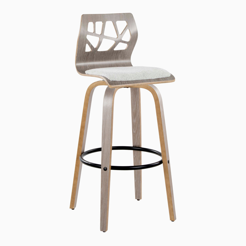 English Elm Folia Swivel Barstools Set of 2 Bent Wood Frame Upholstered Seat for Kitchen Island B202S00565