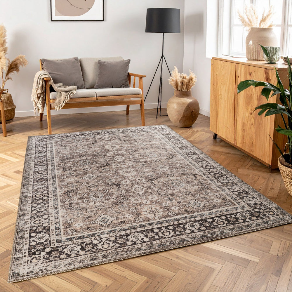 English Elm Majestic Traditional Brown Area Rug Stain Resistant Polyester for Living Rooms B186P428857