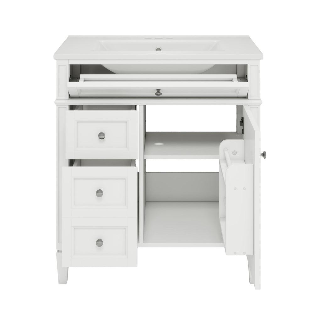 English Elm 30'' Modern Bathroom Vanity With Ceramic Sink, Soft-Close Drawers & Elegant Storage Solutions N710P206904K