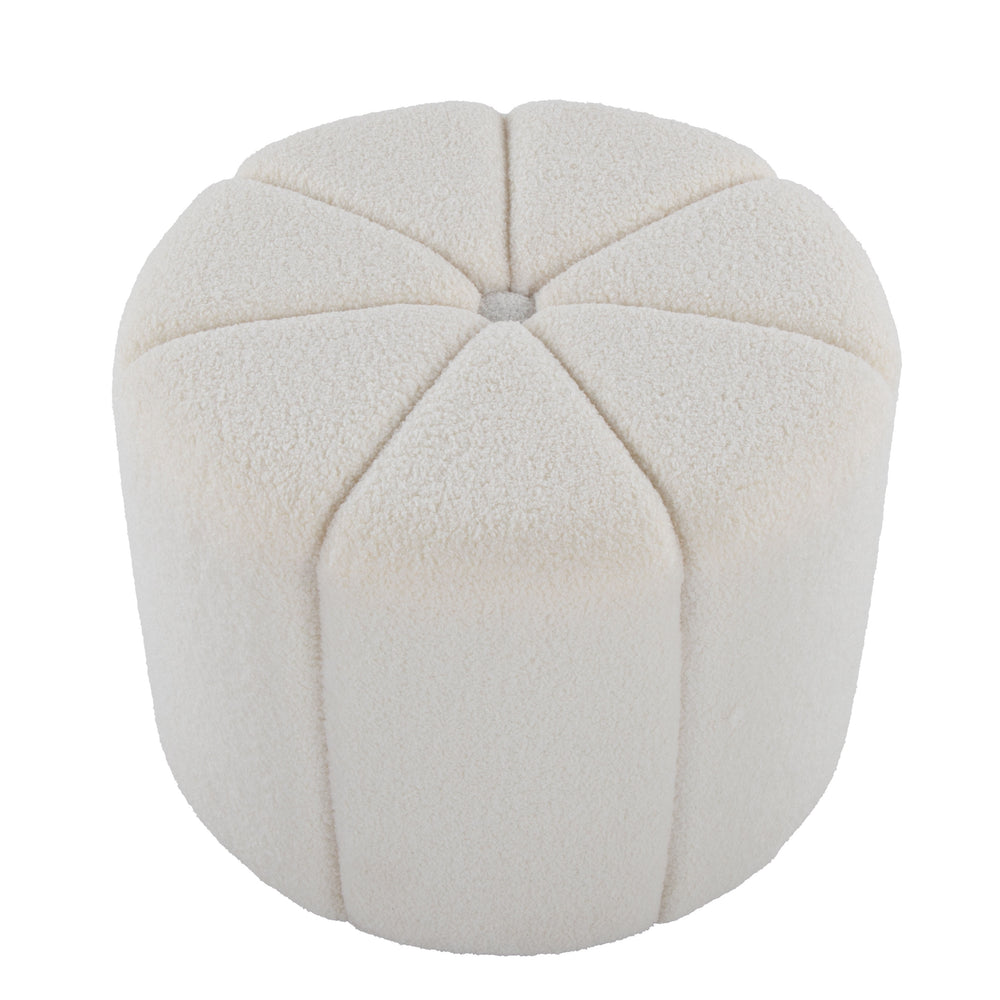 English Elm Ottoman Square White Woven Fabric Footrest for Contemporary Living Room or Bedroom B202P471506