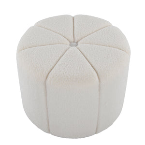 English Elm Ottoman Square White Woven Fabric Footrest for Contemporary Living Room or Bedroom B202P471506
