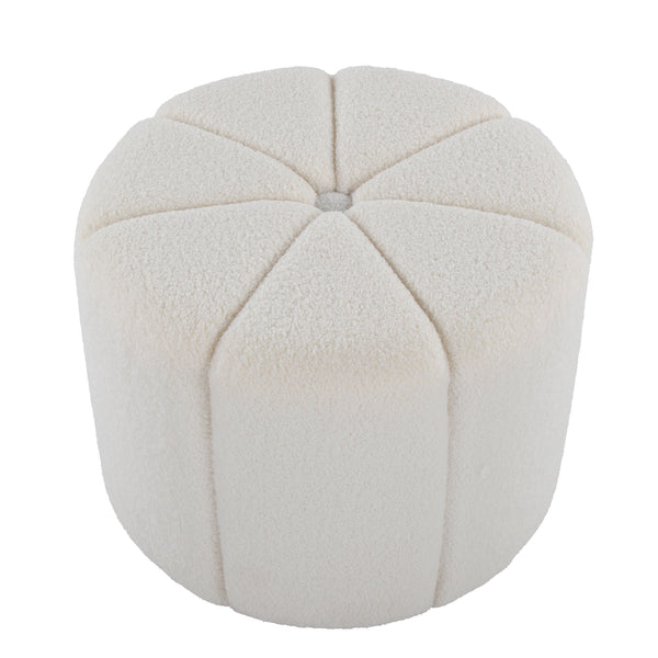 English Elm Ottoman Square White Woven Fabric Footrest for Contemporary Living Room or Bedroom B202P471506
