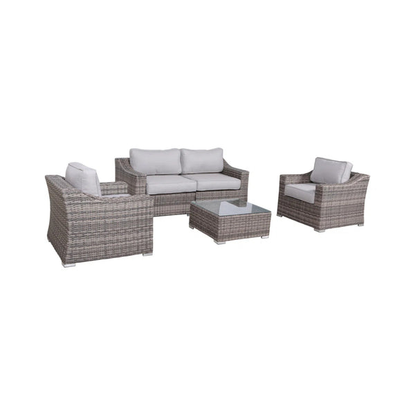 English Elm LSI 4-Seater Wicker Conversation Set with Cushions — All-Weather Aluminum Frame, HDPE Wicker Comfort B120S00066