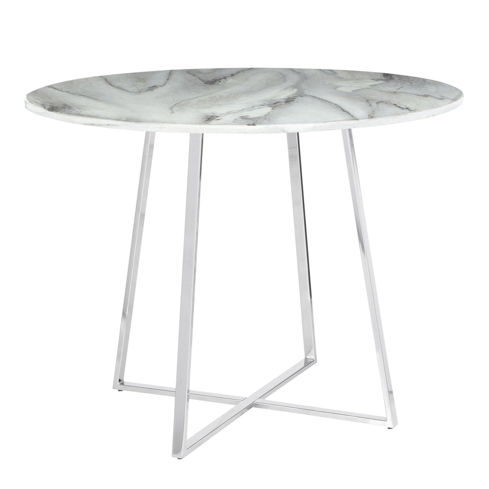 English Elm Cosmo Glam Dining Table With White Marble Top & Chrome Base - Modern Elegance For Your Home B202S01110