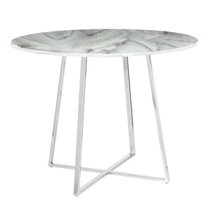 English Elm Cosmo Glam Dining Table With White Marble Top & Chrome Base - Modern Elegance For Your Home B202S01110