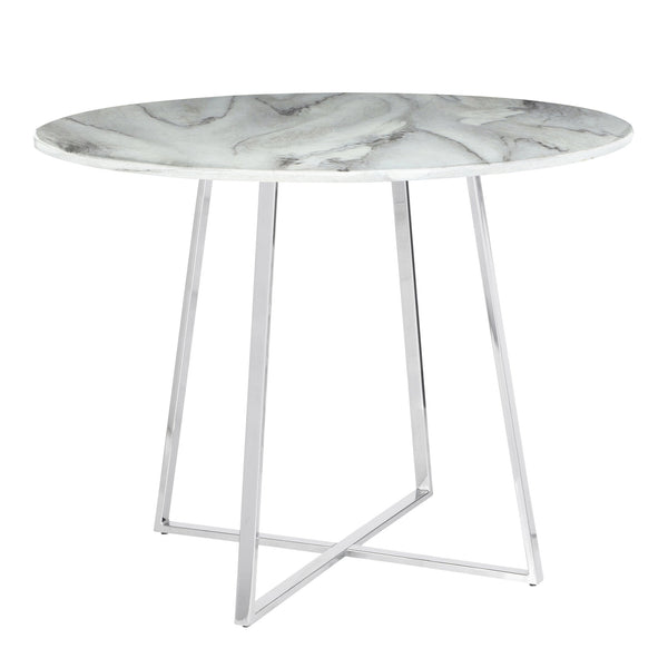 English Elm Cosmo Glam Dining Table With White Marble Top & Chrome Base - Modern Elegance For Your Home B202S01110