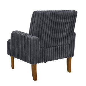 English Elm Modern Wide Wale Corduroy Accent Chair Solid Wood Legs Upholstered Living Room Seat Dark Grey W5568P445687