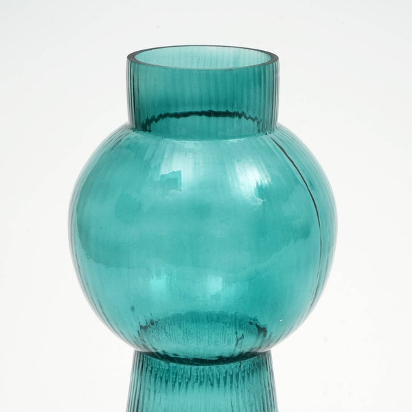 English Elm Modern Funnel Flare Glass Vase - Elegant 12-Inch Teal Decorative Accent For Home & Event Centerpieces B346P336870