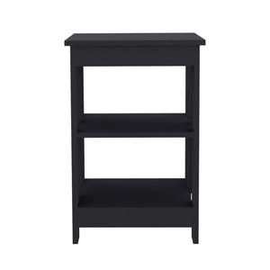 English Elm 3-Tier Engineered Wood End Table with Cross-Brace Legs, Compact Nightstand with Ample Shelving Space Black 34.6 L x 20.8 W x 3.14 H B097P199750