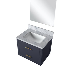 English Elm Blue Compact Single Bath Vanity Set With Acrylic Countertop & Frameless Mirror For Small Spaces B2731S01420