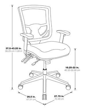 OSP Home Furnishings Contoured Plastic Back Manager Chair with Lumbar Support Foam Seat and Chrome Base 97898CBK-30