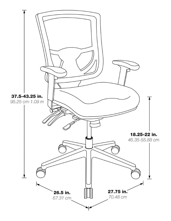 OSP Home Furnishings Contoured Plastic Back Manager Chair with Lumbar Support Foam Seat and Chrome Base 97898CBK-30