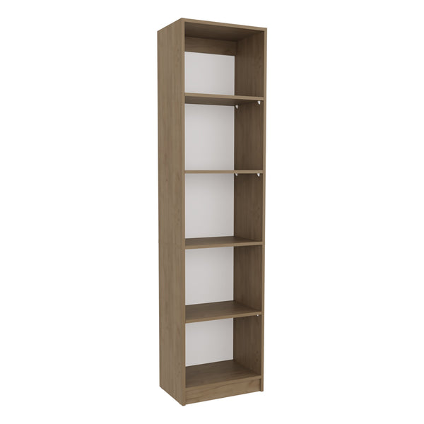 English Elm Home Slim Design Bookcase 5-Tier Vertical Shelving Unit, Space-Saving MDF Display Shelf in Beige Oak Finish B070P337062
