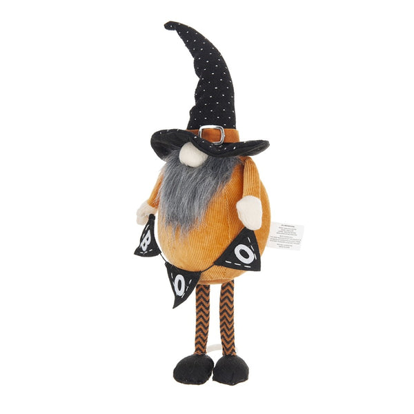 English Elm Set Of 2 Handcrafted Halloween Gnomes - Vibrant Orange & Black With "B-O-O" Banner For Decor W2078P237634-GIGA