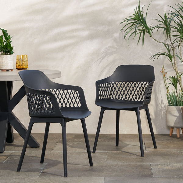 English Elm Christopher Knight Home® - AZALEA Weather-Resistant Outdoor Chair with Durable Polypropylene Frame, Minimal Modern Comfort Black 25 L x 23.5 W x 22.5 H 68375.00BLK