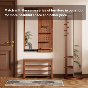 English Elm Adjustable Solid Rubberwood Storage Bench with Hidden Compartment for Entryway or Bedroom W2987P337970