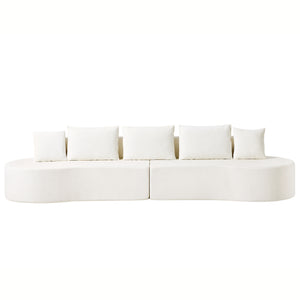 English Elm 138.6" Curved Modular Sectional Sofa Low Profile High Density Foam Living Room Lounge White N767P366006W