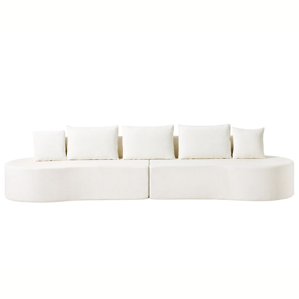 English Elm 138.6" Curved Modular Sectional Sofa Low Profile High Density Foam Living Room Lounge White N767P366006W