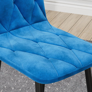 English Elm Dining PU Leather Chairs Set of 4 — Easy-Clean Upholstered Seats with Sturdy Iron Legs, Modern Comfort Blue W578P191316