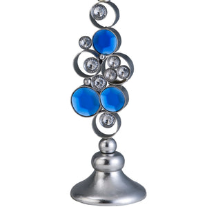English Elm 14" Polyresin Bejeweled Candleholder Set Turquoise Gem Accents Glam Silver Decor B072116544