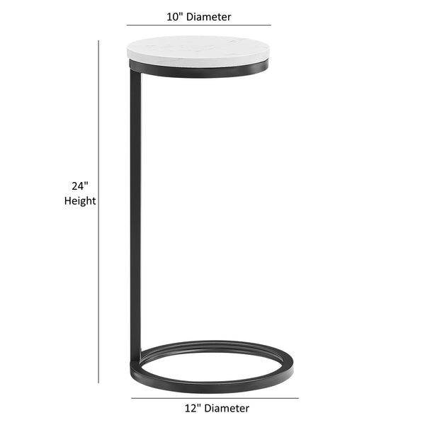 English Elm Cerro Antique Bronze Round Metal Accent Table with White Marble Top — Modern Geometric, No Assembly Required B050P364434