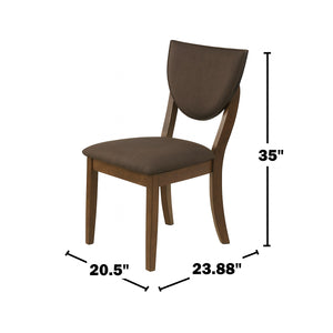 English Elm Set of 2 Padded Walnut Fabric Dining Chairs with Curved Legs, Upholstered Comfort in Dark Chocolate B016P156865