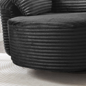 English Elm Swivel Barrel Accent Chair Chenille Tufted Round Club Seat for Living Room Lounge Black N719S002320B