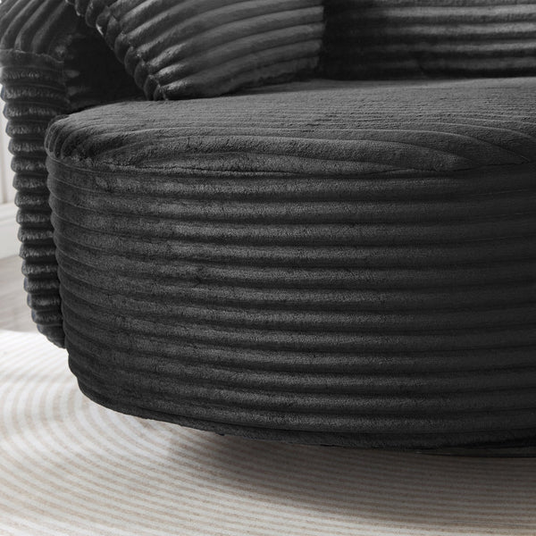 English Elm Swivel Barrel Accent Chair Chenille Tufted Round Club Seat for Living Room Lounge Black N719S002320B