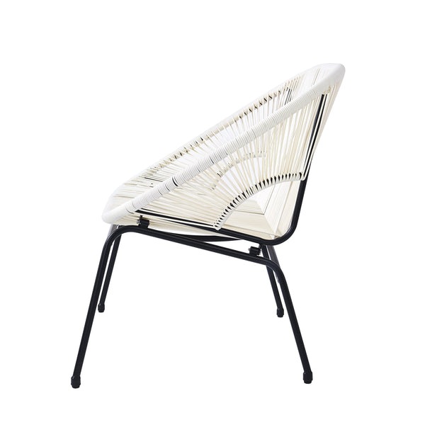 English Elm Christopher Knight Home® - CONDESSA Modern Outdoor Wicker Loveseat with Hammock Weave, Durable PE Rattan & Powder Coat Iron Frame Black,Ivory White N775P241727W