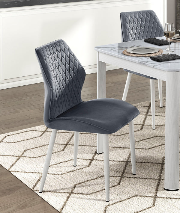 English Elm Modern Velvet Side Chairs Set of 2 — Upholstered Comfort, White Metal Legs, Sleek Dining Accent Piece Dark Gray 26.5 L x 23 W x 20.75 H B011P284952