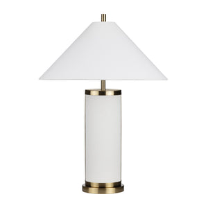 Crestview Collection 29.75"H Modern Metal Table Lamp With Elegant White Linen Shade & Luxurious Gold Accents, 150w   Cvazer182