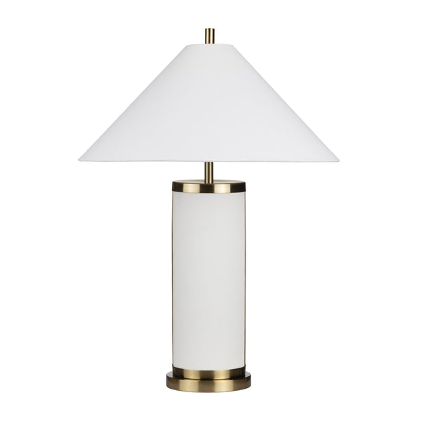 Crestview Collection 29.75"H Modern Metal Table Lamp With Elegant White Linen Shade & Luxurious Gold Accents, 150w   Cvazer182