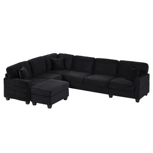 English Elm Sectional U-Shaped Sofa 125.2" With Movable Ottoman & Storage Pockets For Modern Living Room Comfort N719S002080B-GIGA