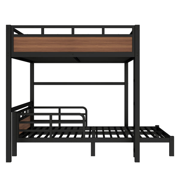 English Elm Twin Xl Solid Pine Loft Bed with Built-in Led Lighting and Storage Shelves Walnut W1580S00504