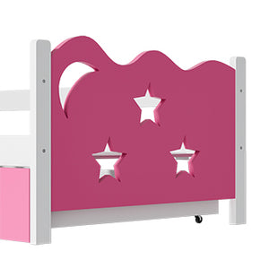 English Elm Kid's Twin Bed Frame Bamboo Mdf Build Star Moon Cutouts White Finish Toddler Bedroom W2992S00007