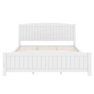 English Elm King Solid Wood Platform Bed with Slatted Support, Modern White Finish, No Box Spring Needed, Sturdy Design Light White W1580P374314