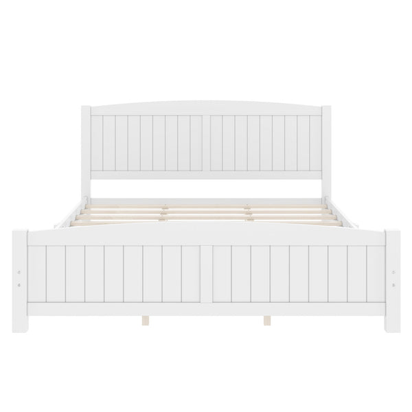 English Elm King Solid Wood Platform Bed with Slatted Support, Modern White Finish, No Box Spring Needed, Sturdy Design Light White W1580P374314